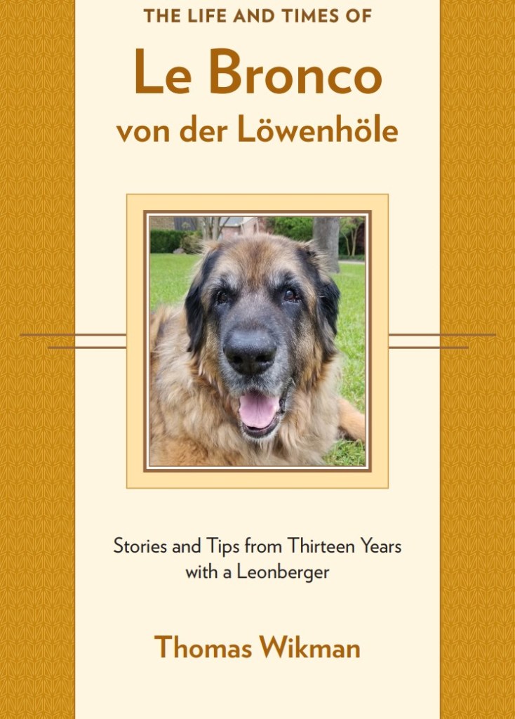 The faulty front cover of the book "The Life and Times of Le Bronco von der Löwenhöhle". Löwenhöhle spelled Löwenhöle.