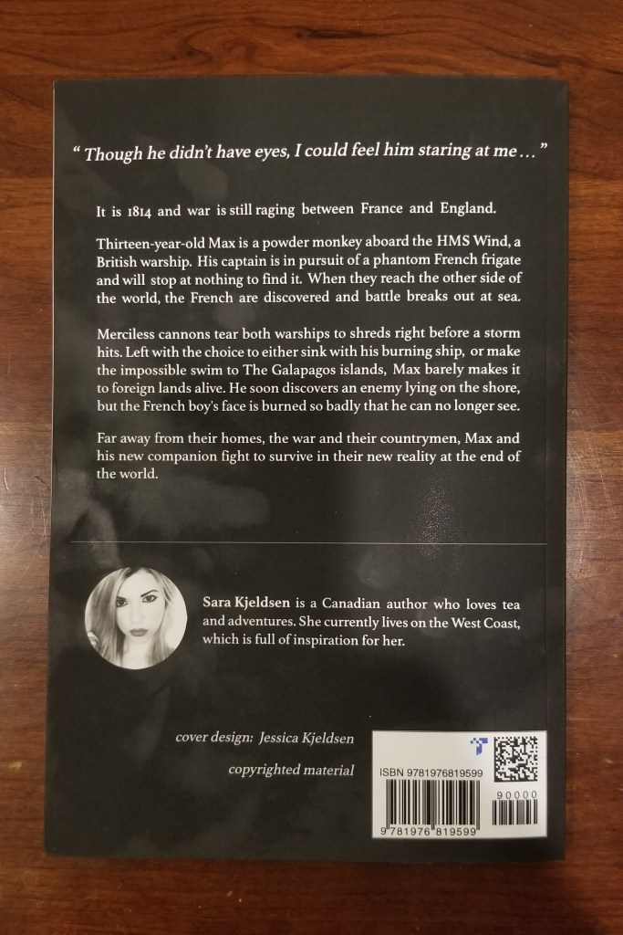 Photo of the back cover of The Pup and The Pianist by Sara Kjeldsen. Click on the image to go to the Amazon.com page for the Kindle version.