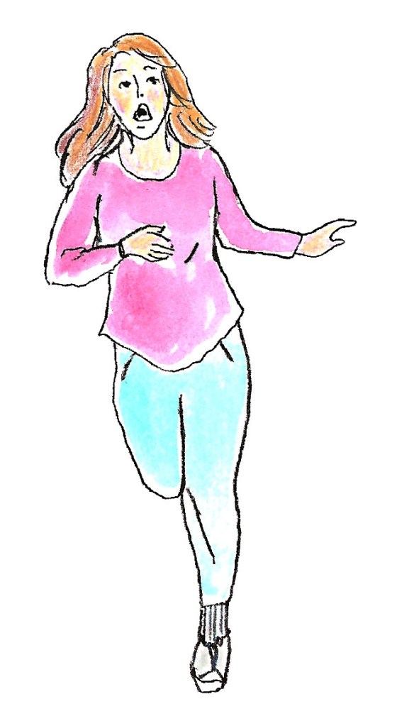 Hurry and run Claudia. Catch the runaway Leonberger. Illustration by Naomi Rosenblatt.