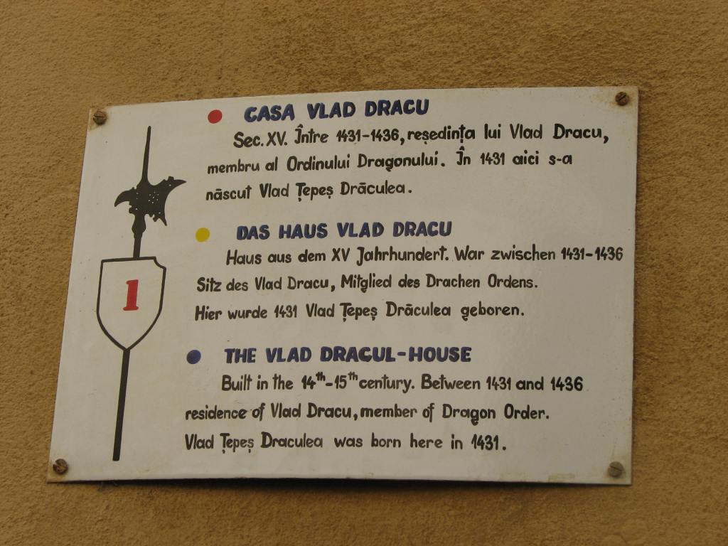 Plaque for Dracula's restaurant