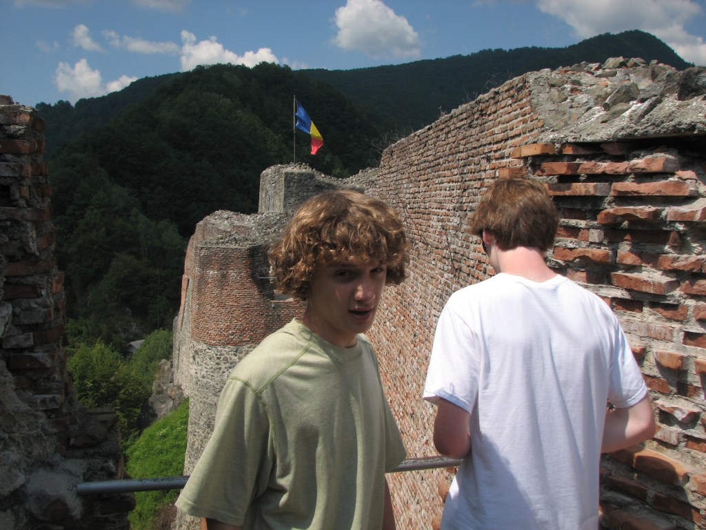 Photo of my son Jacob and a team mate at the Poienari Castle