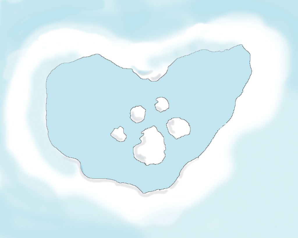 Paw print in the clouds. Illustration by Naomi Rosenblatt.