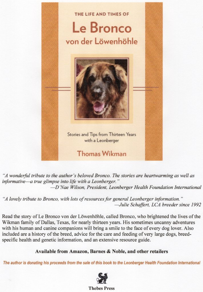 The photo shows an ad that was used for the LeoLetter the official publication for the Leonberger Club of America.