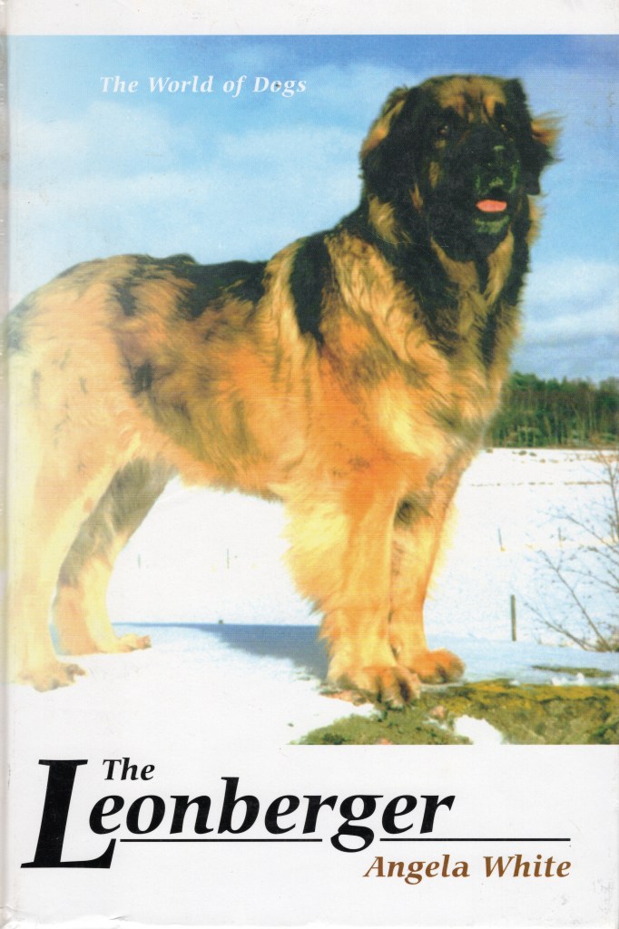 A scan of the front cover of “The Leonberger” by Angela White. It consist of a Leonberger standing on snow. Click on the image to go to the Amazon location for the book.