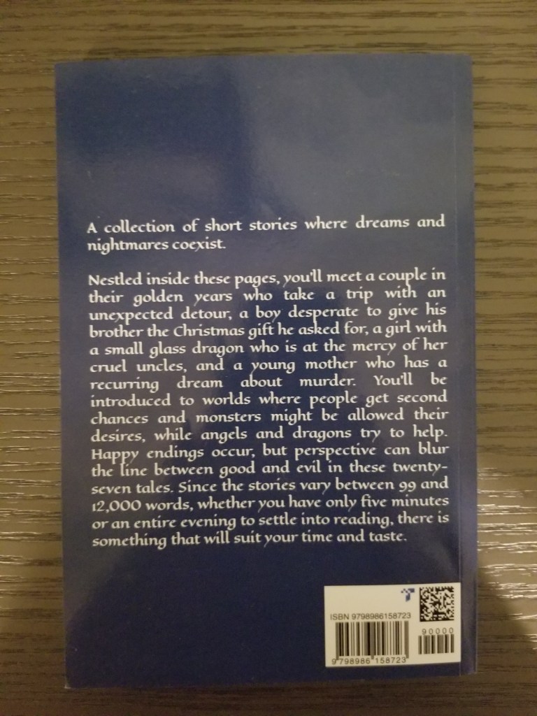 This is a photo of the back cover of the book In the Tree's Shadow.