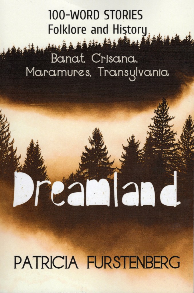 Front cover of the paperback version of the book Dreamland. It shows a forest in the dark with text Dreamland in white and the author's name: Patricia Furstenberg.