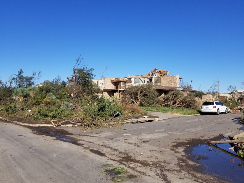 The entire top of this house is gone.