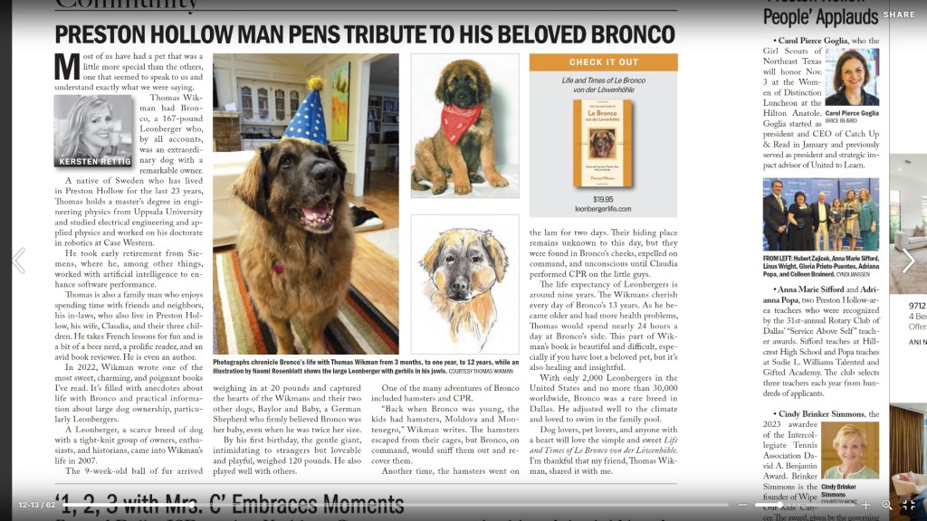 The book review of “The Life and Times of Le Bronco von der Löwenhöhle”. Including photos and text.