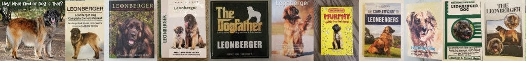 Front covers of 11 Leonberger books