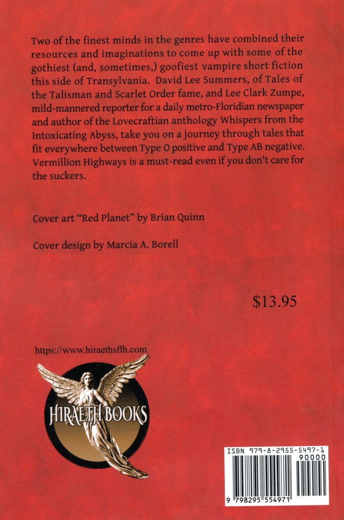 The back cover is red and has a description of the book.