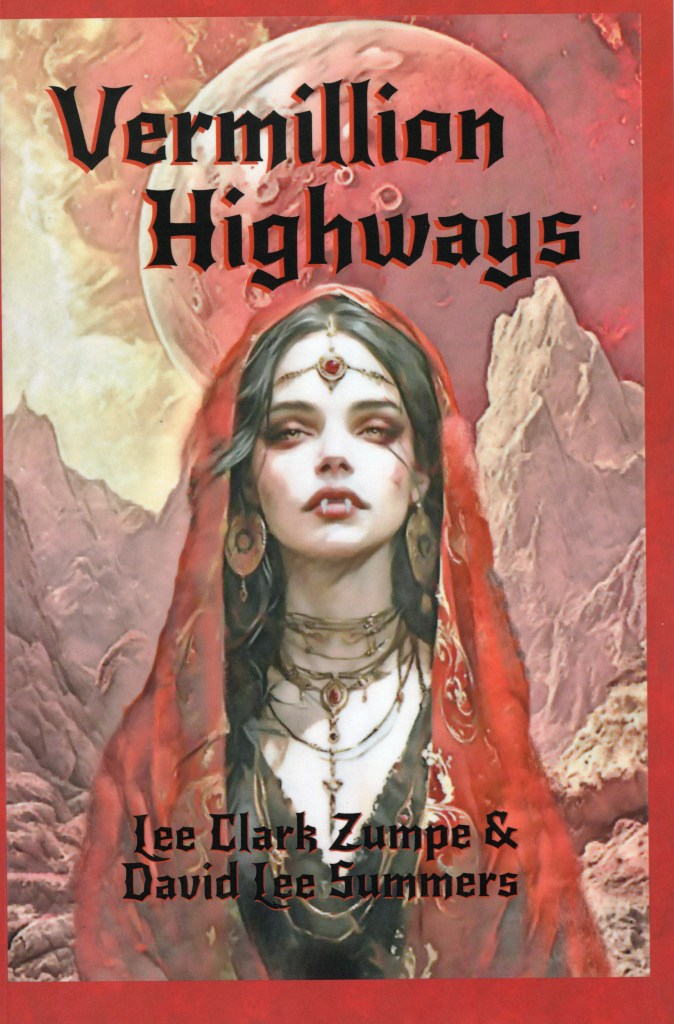 The front cover features a female vampire on a background of mountains and a planet.