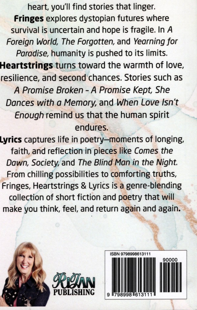 A description of the book written on the background of what looks like marble.
