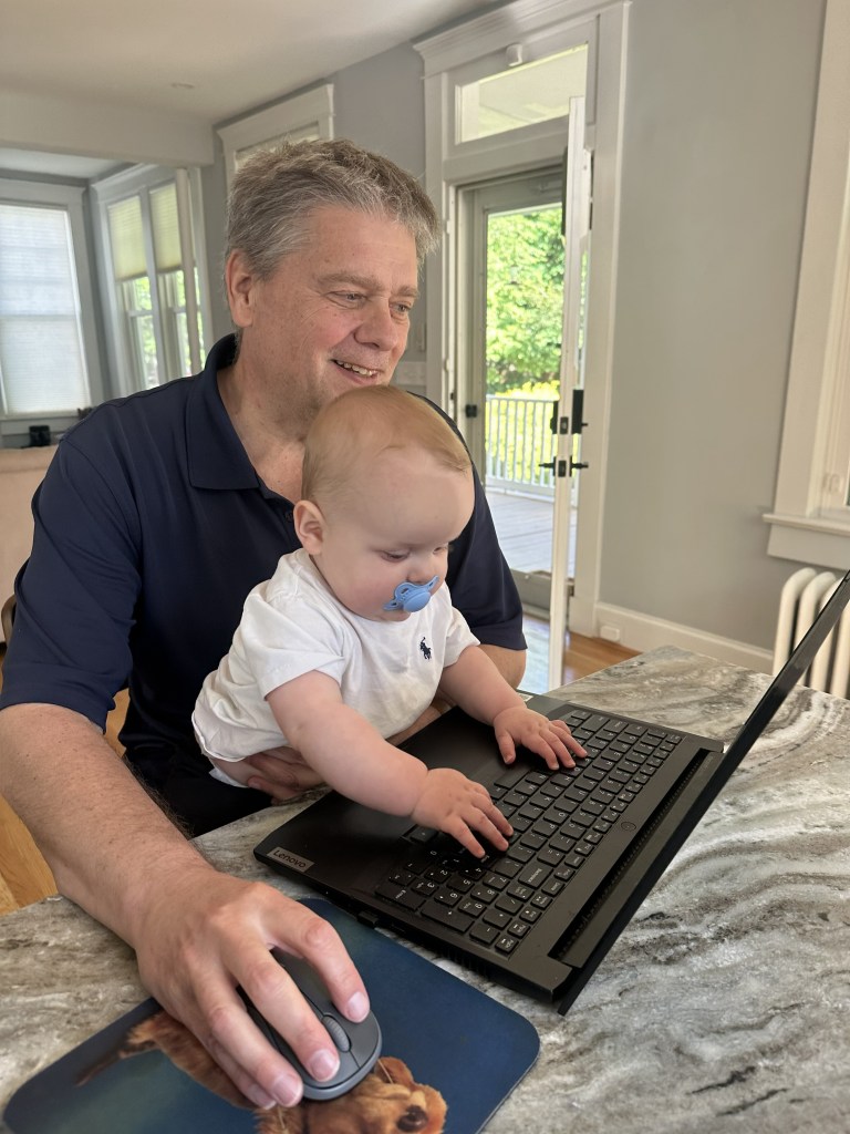Baby Jack is sitting in my lap typing wildly. It is mostly random characters.